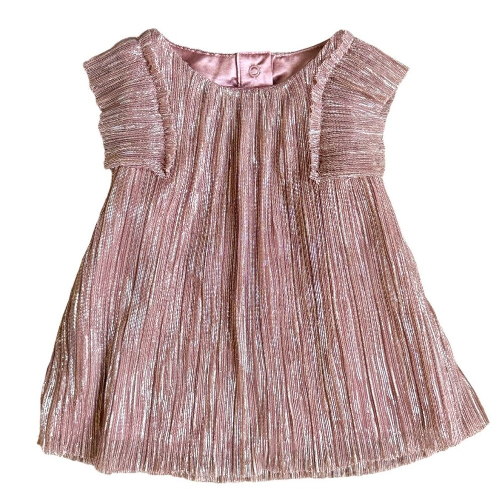 Cat & Jack Baby Girl Dress Pink Shimmer Pleated 3-6M Cute Dressy